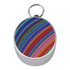 Multicolored Stripe Curve Striped Background Mini Silver Compasses by Uceng