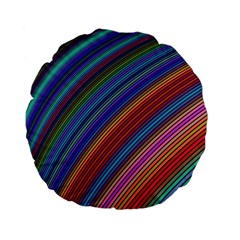 Multicolored Stripe Curve Striped Background Standard 15  Premium Flano Round Cushions by Uceng