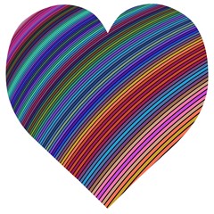 Multicolored Stripe Curve Striped Background Wooden Puzzle Heart by Uceng