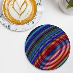 Multicolored Stripe Curve Striped Background Uv Print Round Tile Coaster by Uceng