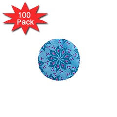 Flower Template Mandala Nature Blue Sketch Drawing 1  Mini Magnets (100 Pack)  by Uceng