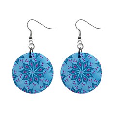 Flower Template Mandala Nature Blue Sketch Drawing Mini Button Earrings by Uceng