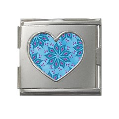 Flower Template Mandala Nature Blue Sketch Drawing Mega Link Heart Italian Charm (18mm) by Uceng