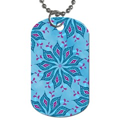 Flower Template Mandala Nature Blue Sketch Drawing Dog Tag (one Side) by Uceng