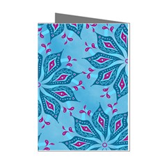 Flower Template Mandala Nature Blue Sketch Drawing Mini Greeting Cards (pkg Of 8) by Uceng