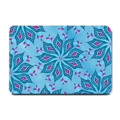 Flower Template Mandala Nature Blue Sketch Drawing Small Doormat by Uceng