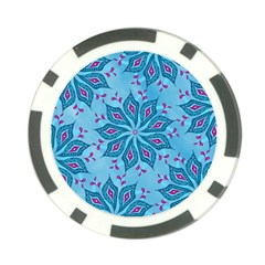 Flower Template Mandala Nature Blue Sketch Drawing Poker Chip Card Guard by Uceng