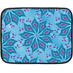 Flower Template Mandala Nature Blue Sketch Drawing Two Sides Fleece Blanket (mini) by Uceng