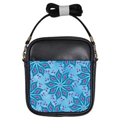 Flower Template Mandala Nature Blue Sketch Drawing Girls Sling Bag