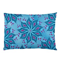 Flower Template Mandala Nature Blue Sketch Drawing Pillow Case (two Sides) by Uceng