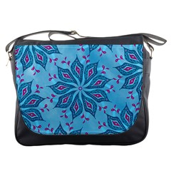 Flower Template Mandala Nature Blue Sketch Drawing Messenger Bag by Uceng