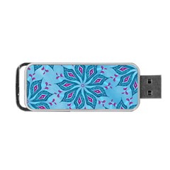 Flower Template Mandala Nature Blue Sketch Drawing Portable Usb Flash (two Sides) by Uceng