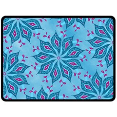 Flower Template Mandala Nature Blue Sketch Drawing Two Sides Fleece Blanket (large) by Uceng