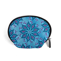 Flower Template Mandala Nature Blue Sketch Drawing Accessory Pouch (small) by Uceng