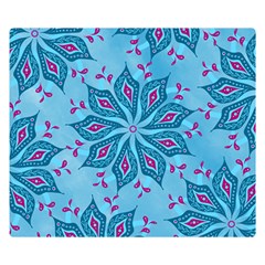 Flower Template Mandala Nature Blue Sketch Drawing Two Sides Premium Plush Fleece Blanket (small) by Uceng