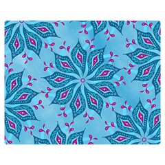 Flower Template Mandala Nature Blue Sketch Drawing Two Sides Premium Plush Fleece Blanket (medium) by Uceng