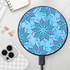 Flower Template Mandala Nature Blue Sketch Drawing Wireless Fast Charger(black) by Uceng