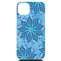 Flower Template Mandala Nature Blue Sketch Drawing Iphone 14 Plus Black Uv Print Case by Uceng