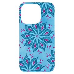 Flower Template Mandala Nature Blue Sketch Drawing Iphone 14 Pro Black Uv Print Case by Uceng