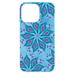 Flower Template Mandala Nature Blue Sketch Drawing Iphone 14 Pro Max Black Uv Print Case