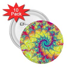 Fractal Spiral Abstract Background Vortex Yellow 2 25  Buttons (10 Pack)  by Uceng