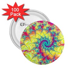 Fractal Spiral Abstract Background Vortex Yellow 2 25  Buttons (100 Pack)  by Uceng