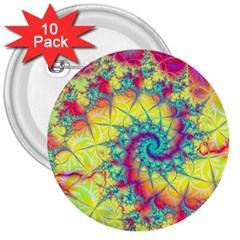 Fractal Spiral Abstract Background Vortex Yellow 3  Buttons (10 Pack)  by Uceng