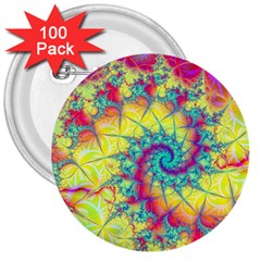 Fractal Spiral Abstract Background Vortex Yellow 3  Buttons (100 Pack)  by Uceng