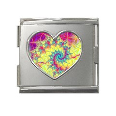 Fractal Spiral Abstract Background Vortex Yellow Mega Link Heart Italian Charm (18mm) by Uceng