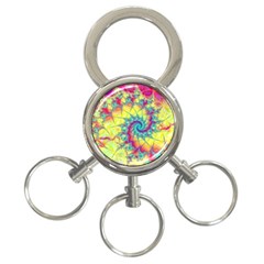 Fractal Spiral Abstract Background Vortex Yellow 3-ring Key Chain by Uceng