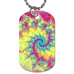 Fractal Spiral Abstract Background Vortex Yellow Dog Tag (two Sides) by Uceng