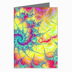 Fractal Spiral Abstract Background Vortex Yellow Greeting Cards (pkg Of 8)