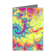 Fractal Spiral Abstract Background Vortex Yellow Mini Greeting Card by Uceng