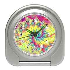 Fractal Spiral Abstract Background Vortex Yellow Travel Alarm Clock by Uceng