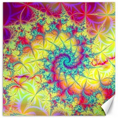 Fractal Spiral Abstract Background Vortex Yellow Canvas 16  X 16  by Uceng