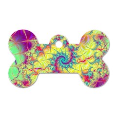 Fractal Spiral Abstract Background Vortex Yellow Dog Tag Bone (two Sides) by Uceng