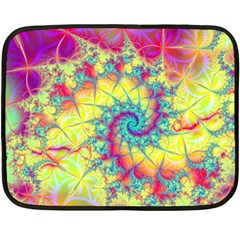 Fractal Spiral Abstract Background Vortex Yellow Fleece Blanket (mini) by Uceng