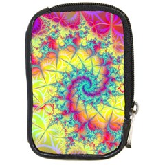 Fractal Spiral Abstract Background Vortex Yellow Compact Camera Leather Case by Uceng