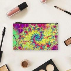 Fractal Spiral Abstract Background Vortex Yellow Cosmetic Bag (small) by Uceng