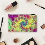 Fractal Spiral Abstract Background Vortex Yellow Cosmetic Bag (Small) Back