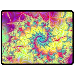 Fractal Spiral Abstract Background Vortex Yellow Two Sides Fleece Blanket (large) by Uceng