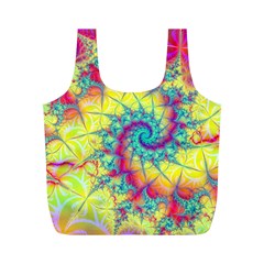 Fractal Spiral Abstract Background Vortex Yellow Full Print Recycle Bag (m) by Uceng