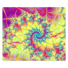 Fractal Spiral Abstract Background Vortex Yellow Two Sides Premium Plush Fleece Blanket (small) by Uceng