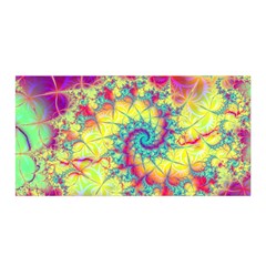 Fractal Spiral Abstract Background Vortex Yellow Satin Wrap 35  X 70  by Uceng