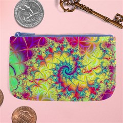 Fractal Spiral Abstract Background Vortex Yellow Large Coin Purse by Uceng