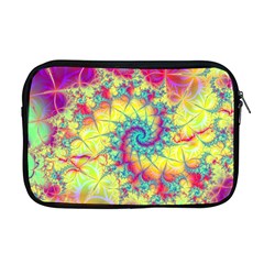 Fractal Spiral Abstract Background Vortex Yellow Apple Macbook Pro 17  Zipper Case by Uceng