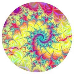 Fractal Spiral Abstract Background Vortex Yellow Round Trivet by Uceng