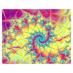 Fractal Spiral Abstract Background Vortex Yellow Premium Plush Fleece Blanket (medium) by Uceng