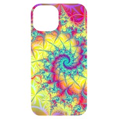 Fractal Spiral Abstract Background Vortex Yellow Iphone 14 Black Uv Print Case by Uceng