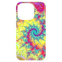 Fractal Spiral Abstract Background Vortex Yellow Iphone 14 Pro Black Uv Print Case by Uceng